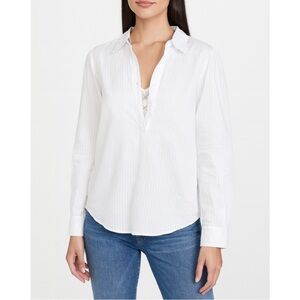 Birds of Paradis by Trovata Cotton Popover Button Blouse Shirt